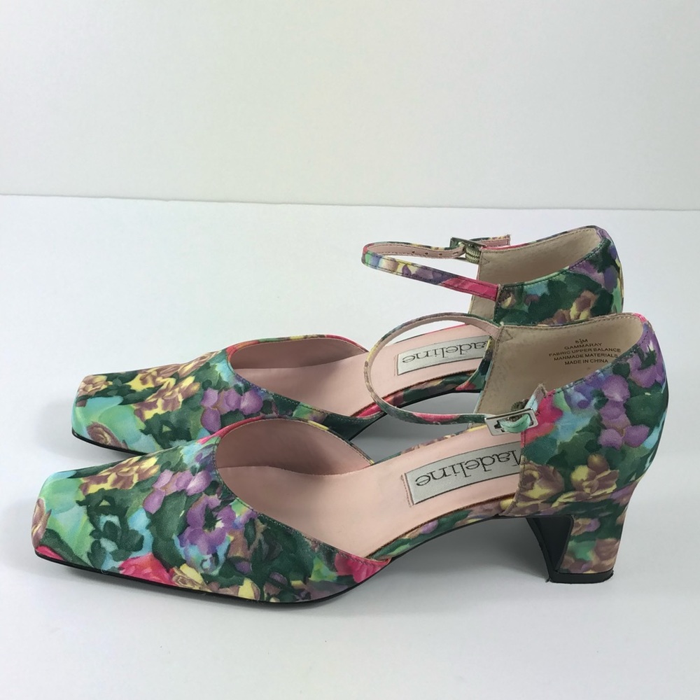 Madeline Gammaray Floral Ankle Strap Heels Size 8.5